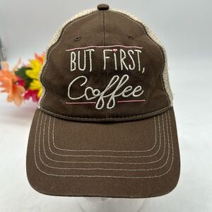 But First, Coffee Brown Trucker Hat Adjustable HT5568D